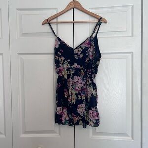 Navy blue floral romper Size S